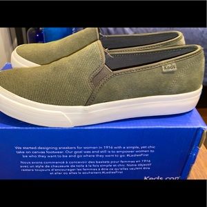 Keds slip on suede green shoes